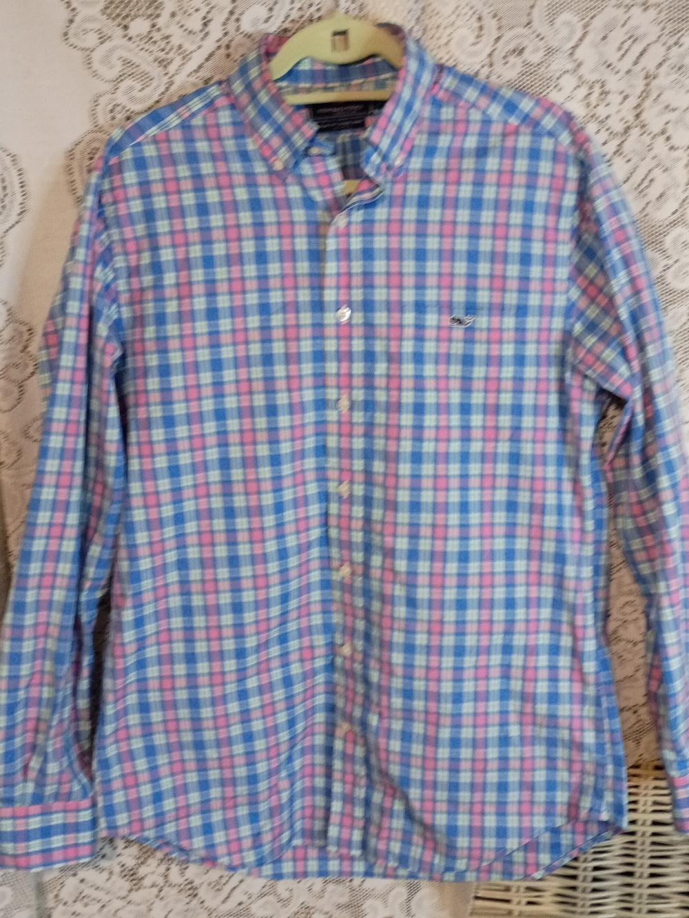 Vineyard Vines Plaid Button-Down Shirt in Blue and Pink
